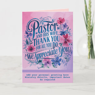 ✝️ Predikant Waardering Huwelijksverjaardag Vrouw  Bedankkaart