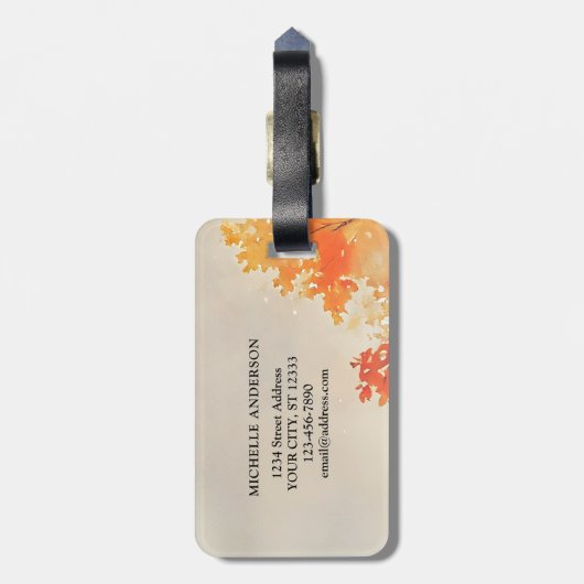 Prediker 3:11 Bijbelvers Herfst Waterverf Bagagelabel (Achterkant verticaal)