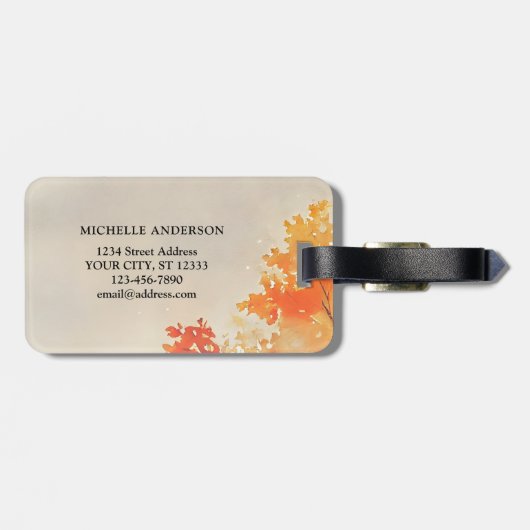 Prediker 3:11 Bijbelvers Herfst Waterverf Bagagelabel (Achterkant horizontaal)