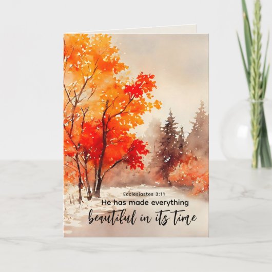 Prediker 3:11 Bijbelvers Herfst Waterverf Kaart (Voorkant)