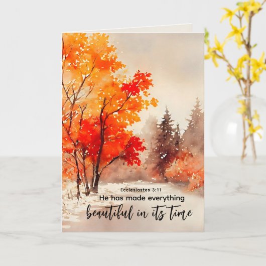 Prediker 3:11 Bijbelvers Herfst Waterverf Kaart (Gele Bloem)