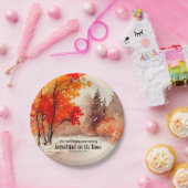 Prediker 3:11 Bijbelvers Herfst Waterverf Papieren Bordje (Feest)