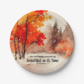 Prediker 3:11 Bijbelvers Herfst Waterverf Papieren Bordje (Voorkant)