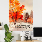 Prediker 3:11 Bijbelvers Herfst Waterverf Poster (Thuiskantoor)