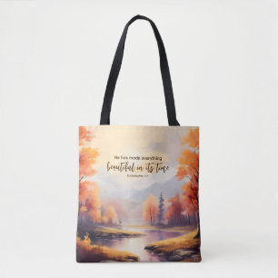 Prediker 3:11 Bijbelvers Herfst Waterverf Tote Bag