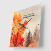 Prediker 3:11 Bijbelvers Herfst Waterverf Vierkante Klok (Hoek)