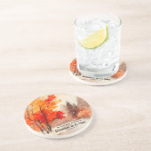 Prediker 3:11 Bijbelvers Herfst Waterverf Zandsteen Onderzetter (Zijkant)