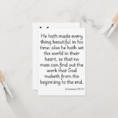 Prediker 3:11 KJV Bijbelvers Groet Kaart (Voorkant / Achterkant in situ)