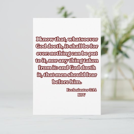 Prediker 3:14 KJV Bijbel Verse Groet Kaart (Staand voorkant)