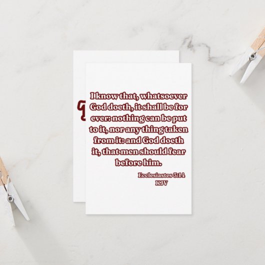 Prediker 3:14 KJV Bijbel Verse Groet Kaart (Voorkant / Achterkant in situ)