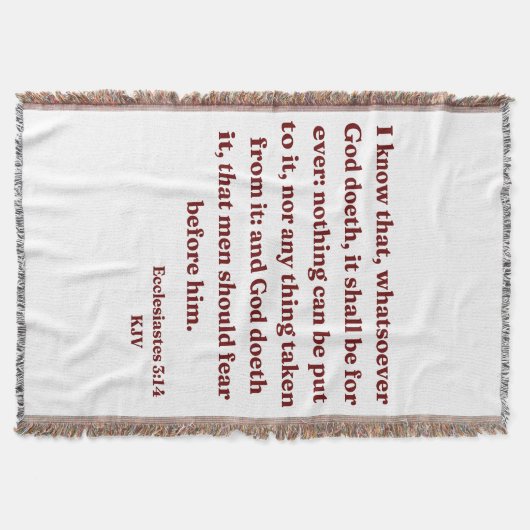 Prediker 3:14 KJV Bijbelvers Deken (Voorkant)