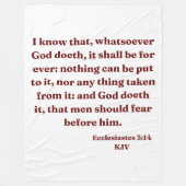 Prediker 3:14 KJV Bijbelvers Fleece Deken (Voorkant)