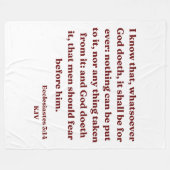 Prediker 3:14 KJV Bijbelvers Fleece Deken (Voorkant (Horizontaal))