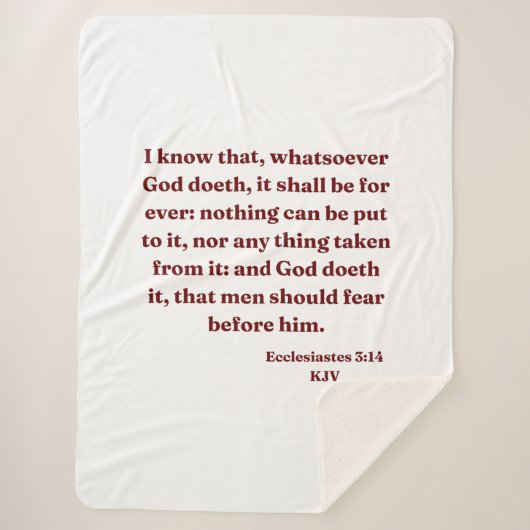 Prediker 3:14 KJV Bijbelvers Sherpa Deken (Voorkant)