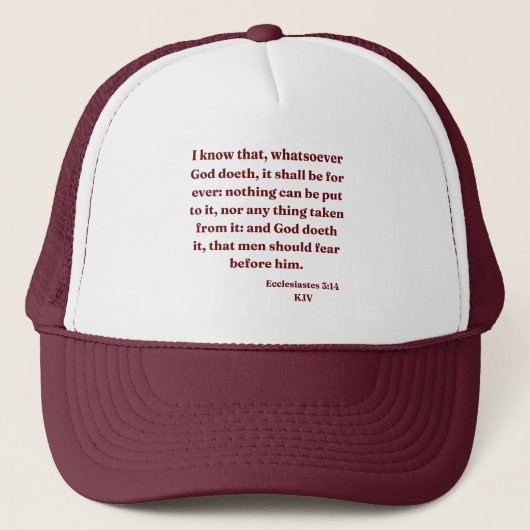 Prediker 3:14 KJV Bijbelvers Trucker Pet (Voorkant)