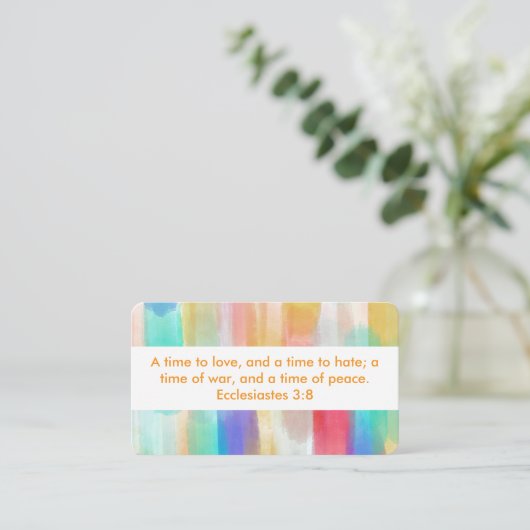 Prediker 3:8 KJV Bijbelvers Bloemen Visitekaartje (Staand voorkant)