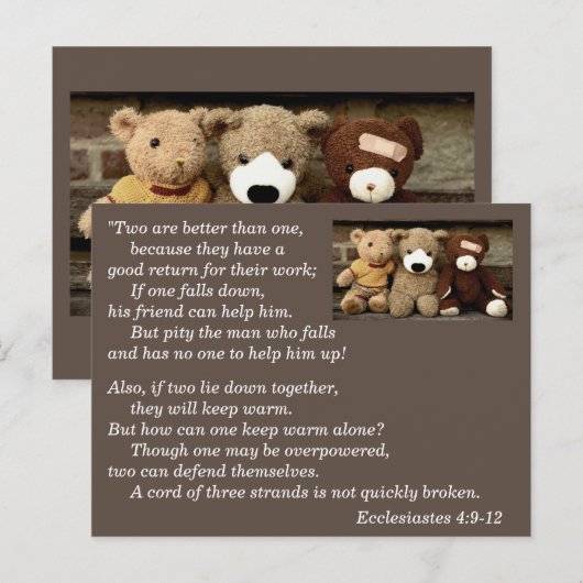 Prediker 4:9-12 Bijbeltekst Geheugen Ansichtkaart Briefkaart (Voorkant / Achterkant)