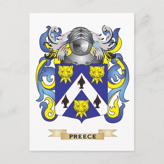 Preece wapenschild (familiewapen) briefkaart (Voorkant)