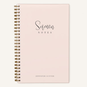 Preek Notities Eenvoudige Blush Roze Kalligrafie Notitieboek
