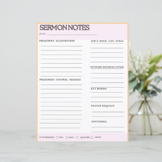 preek notities werkbladen (Staand voorkant)