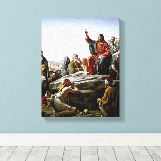 Preek op de berg - Carl Bloch schilderij Canvas Afdruk (Insitu (Houten vloer))