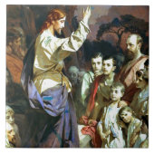 Preek op de Mount, beeldende kunst, Tegeltje (Voorkant)