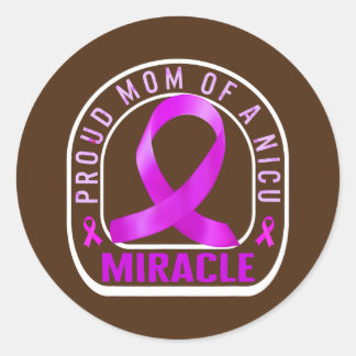 PreEMIE Mam Proud Mam NICU Mirakel Paarse Baby Ronde Sticker