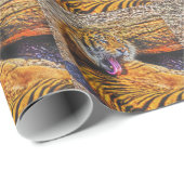 Preening Sumatran Tiger Big Cat Wildlife Art Cadeaupapier (Rol Hoek)