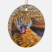 Preening Sumatran Tiger Big Cat Wildlife Art Keramisch Ornament (Links)