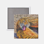 Preening Sumatran Tiger Big Cat Wildlife Art Magneet (Voorkant / Achterkant)