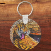 Preening Sumatran Tiger Big Cat Wildlife Art Sleutelhanger (Voorkant)