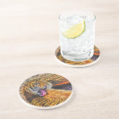 Preening Sumatran Tiger Big Cat Wildlife Art Zandsteen Onderzetter (Zijkant)