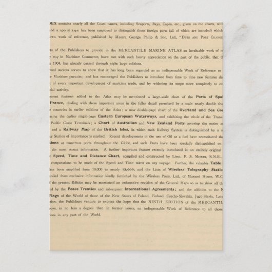 Preface New mercantile marine atlas Briefkaart (Voorkant)