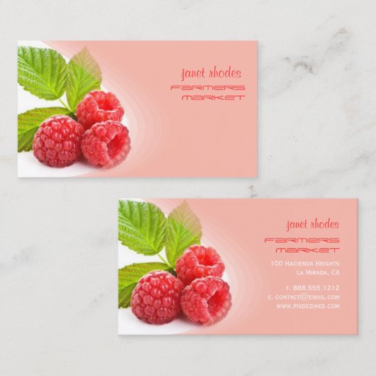 Prefecte verse frambozen visitekaartje (Voorkant / Achterkant)