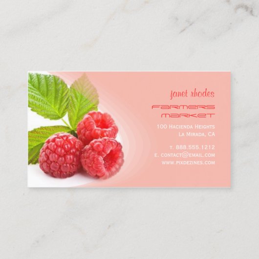 Prefecte verse frambozen visitekaartje (Achterkant)