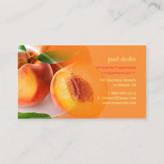 Prefectief verse perziken visitekaartje (Achterkant)