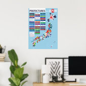 Prefecture Flag Map of Japan Poster (Thuiskantoor)