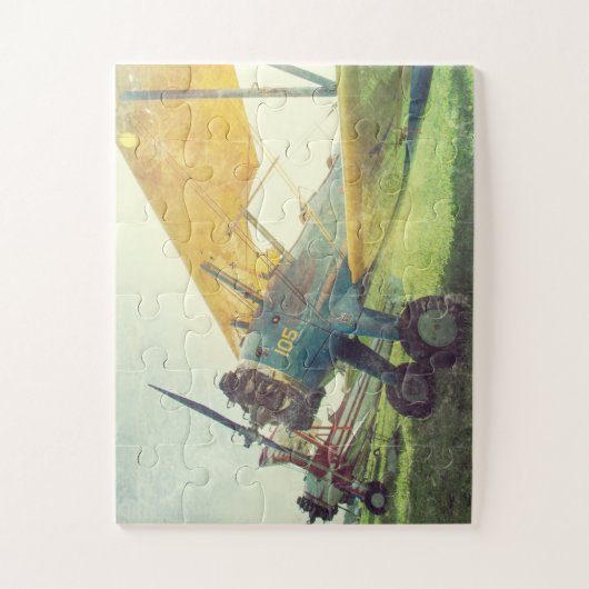 "Preflight Biplane"-retrovliegtuig, overmaats Legpuzzel (Verticaal)