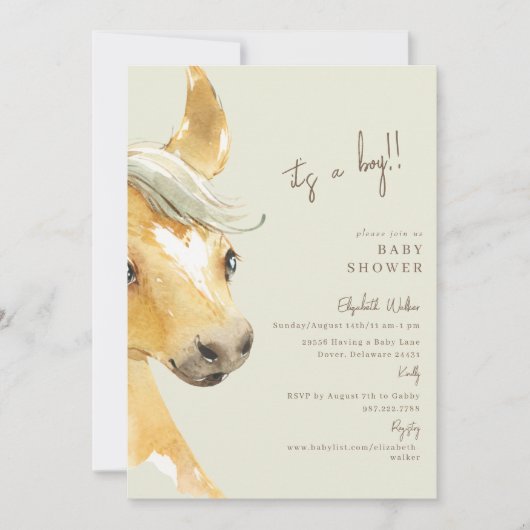 Preg-neigh-ent Horse Het is een Boy Baby shower Kaart (Voorkant)