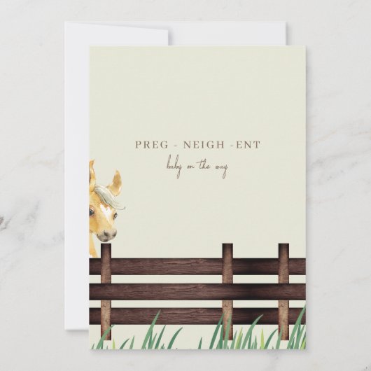 Preg-neigh-ent Horse Het is een Boy Baby shower Kaart (Achterkant)