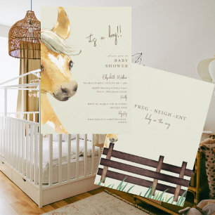 Preg-neigh-ent Horse Het is een Boy Baby shower Kaart