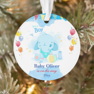 Pregancy kerstversier Baby Boy Elephant Ornament