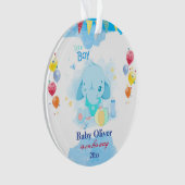 Pregancy kerstversier Baby Boy Elephant Ornament (voorkant)