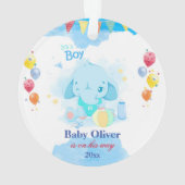 Pregancy kerstversier Baby Boy Elephant Ornament (achterkant)