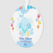 Pregancy kerstversier Baby Boy Elephant Ornament (voorkant)
