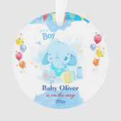 Pregancy kerstversier Baby Boy Elephant Ornament (voorkant)