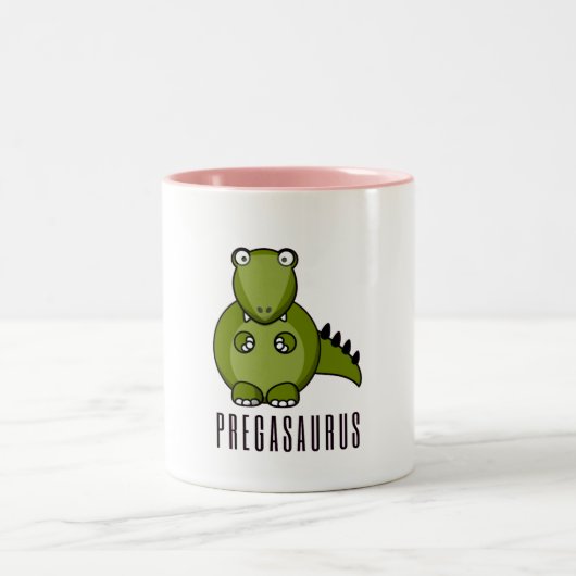 Pregasaurus | Funny Gift for Pregnancy Tweekleurige Koffiemok (Center)