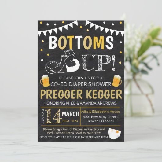 Pregger Kegger Baby shower Invitation Kaart (Staand voorkant)