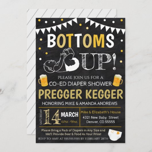 Pregger Kegger Baby shower Invitation Kaart (Voorkant / Achterkant)