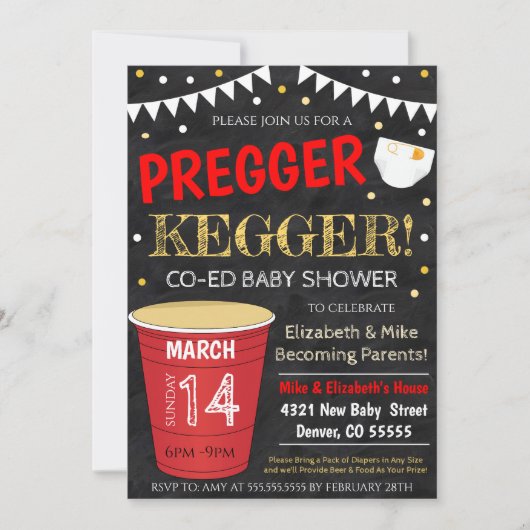 Pregger Kegger Baby shower Invitation Kaart (Voorkant)